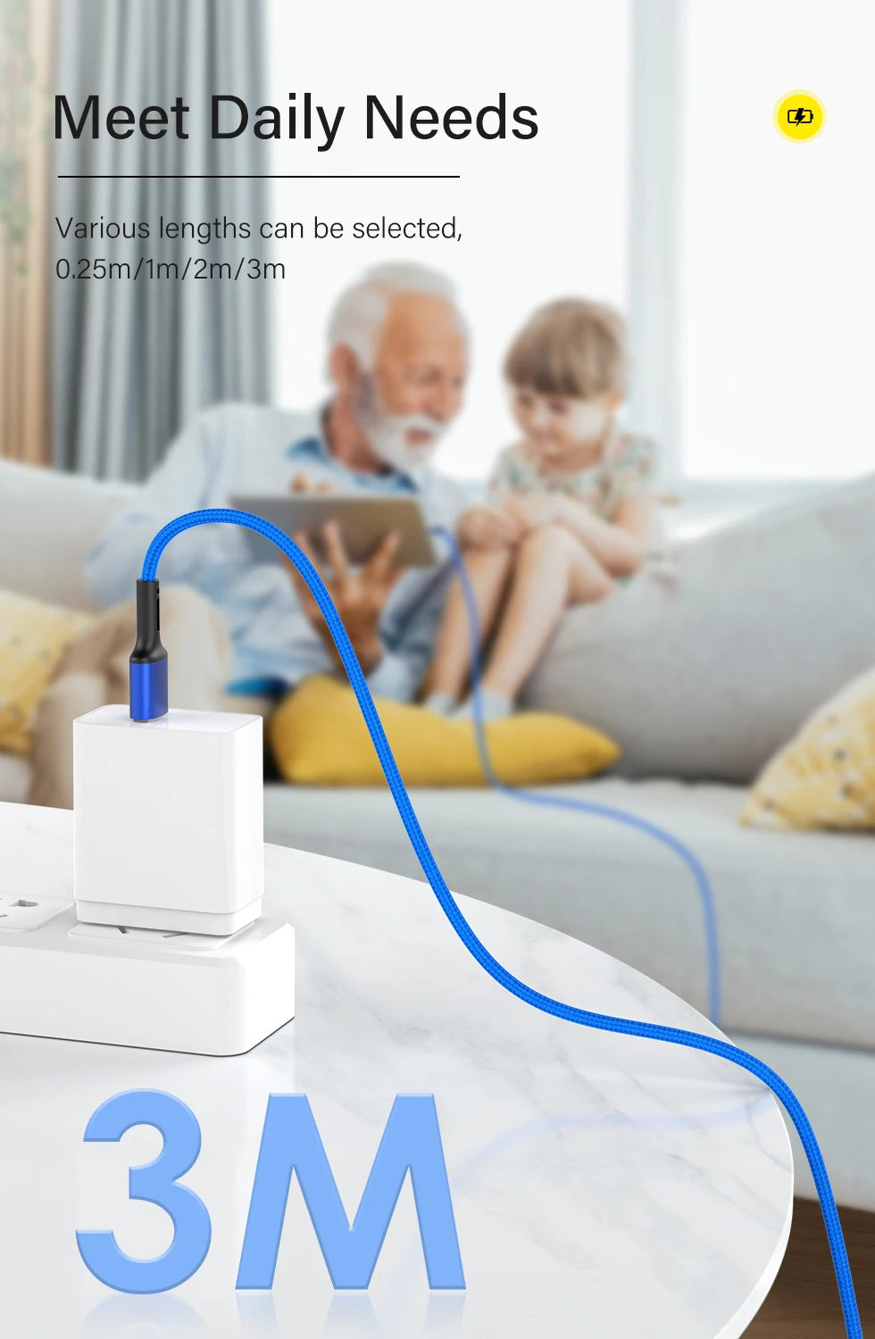 Quick Charge USB Cable For iPhone 12 13 14 11 Pro X Max 6 7 8 Plus 5 SE iPad Origin Mobile Phone Cord Data Charger Wire 3m - chinatopmarket