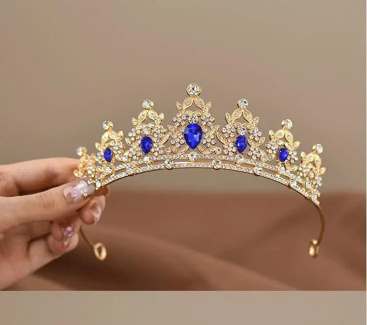 Children's Princess Crown Crystal Tiara Girls Hair Accessories High-end Atmosphere Dance Performance Birthday Gift Crown - chinatopmarket