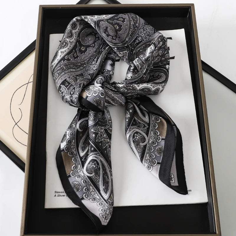 2025 New Fashion 70X70cmPrinted Women's Scarf Pashmina Silk Scarf Square Shawl Decorative Headband Neck Luxury Design Bandana - chinatopmarket