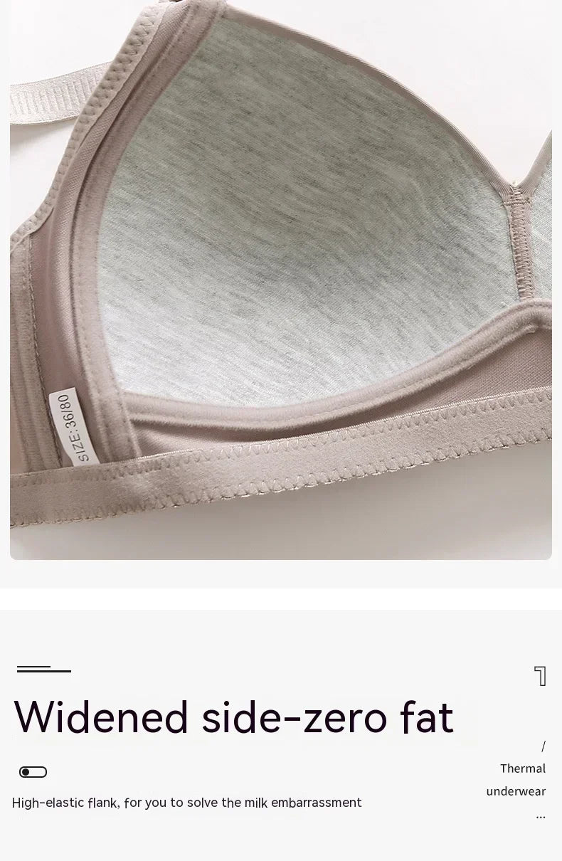 Mom Brassiere Without Steel Ring Breathable Gathered Ladies Underwear Non-magnetic Thin Cup Glossy Obese Female Ladies Bra - chinatopmarket