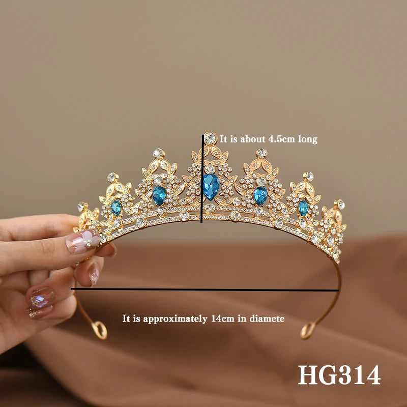 Children's Princess Crown Crystal Tiara Girls Hair Accessories High-end Atmosphere Dance Performance Birthday Gift Crown - chinatopmarket