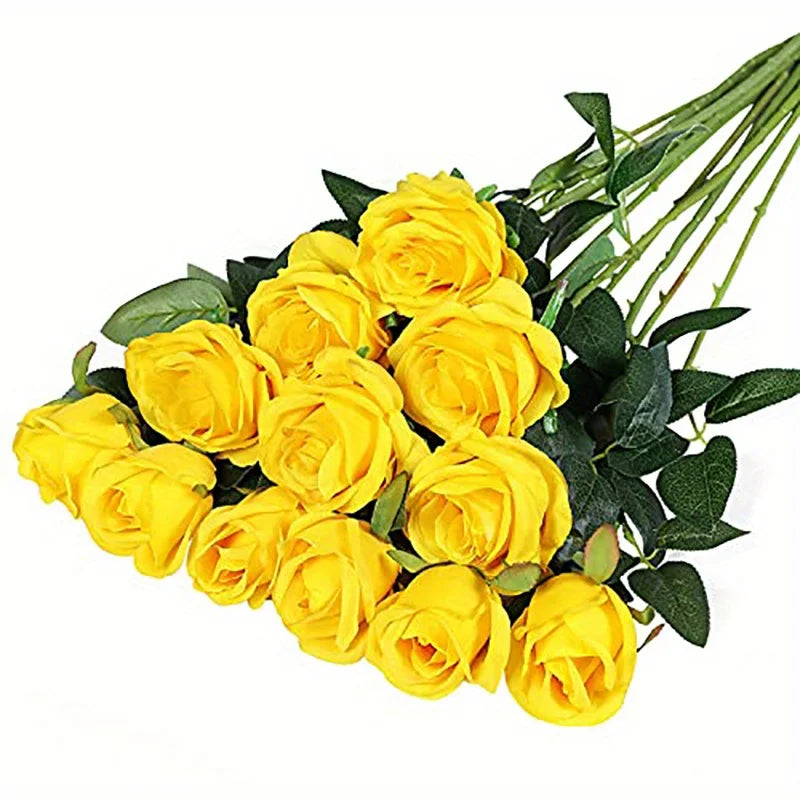 12pcs Realistic Artificial Rose Bouquet for Weddings, Birthdays, and More  for Floral Arrangements and Home Decor - chinatopmarket