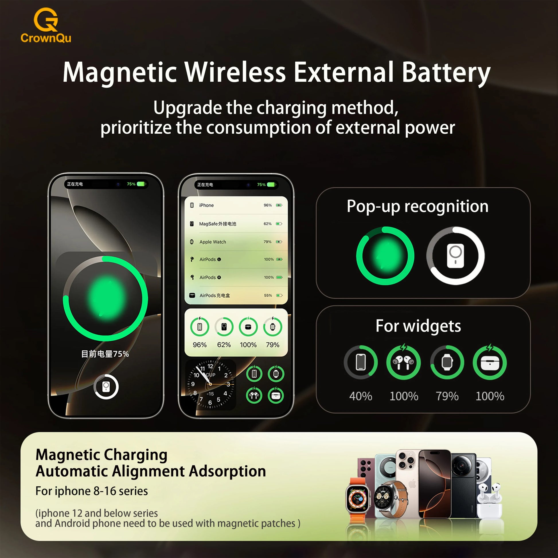 QI 2.1 Magnetic Powerbank Wireless Fast Charing Spare Portable External Battery for iPhone 12-17 Pro Watch Airpods 5000/10000mAh - chinatopmarket