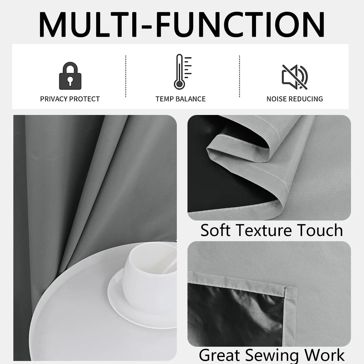 1panel Solid 100% Blackout Curtains with Grommets, Total Privacy Drapes for Bedroom, Living Room, Home Decor,Lightweight Curtain - chinatopmarket