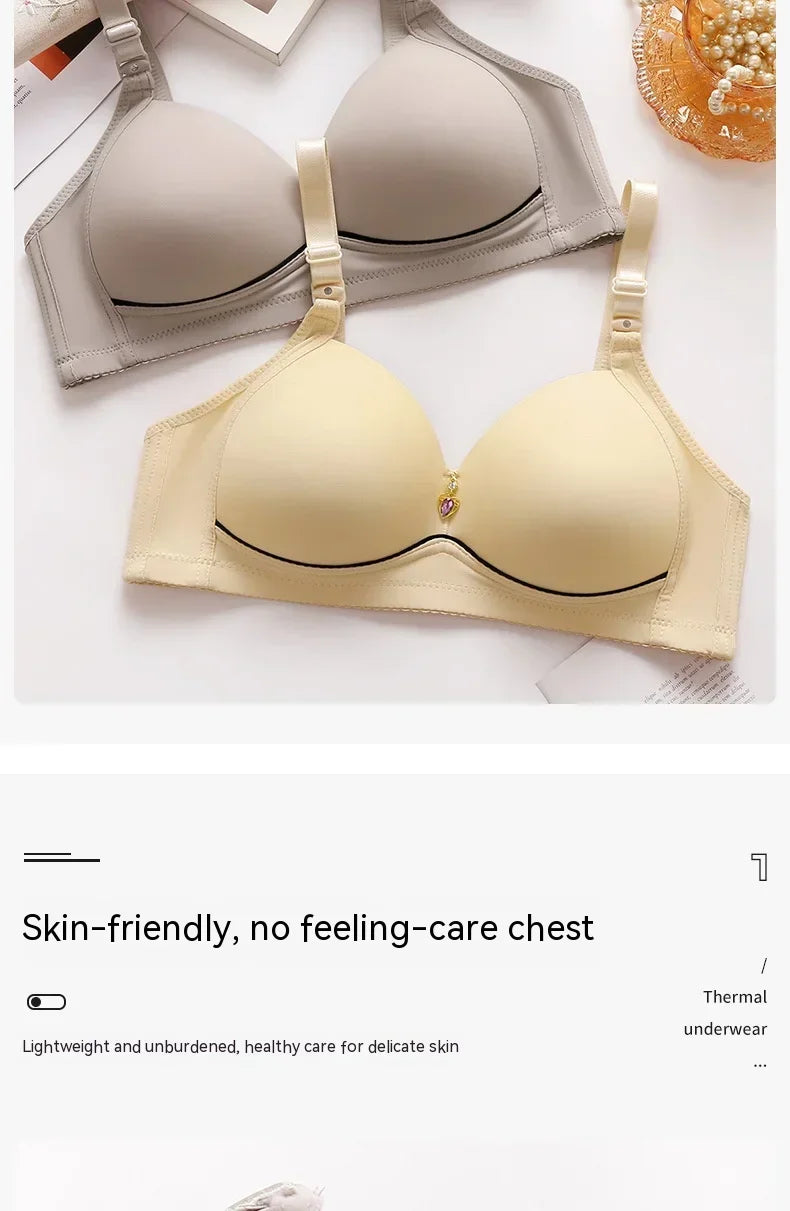 Mom Brassiere Without Steel Ring Breathable Gathered Ladies Underwear Non-magnetic Thin Cup Glossy Obese Female Ladies Bra - chinatopmarket