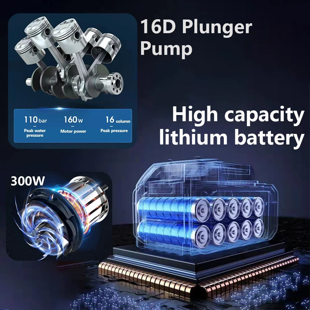 Wireless High Pressure Car Washer 30000mAh Car Wash Water Machine Gun With Li-ion Battery Self Priming Sustain Washing - chinatopmarket