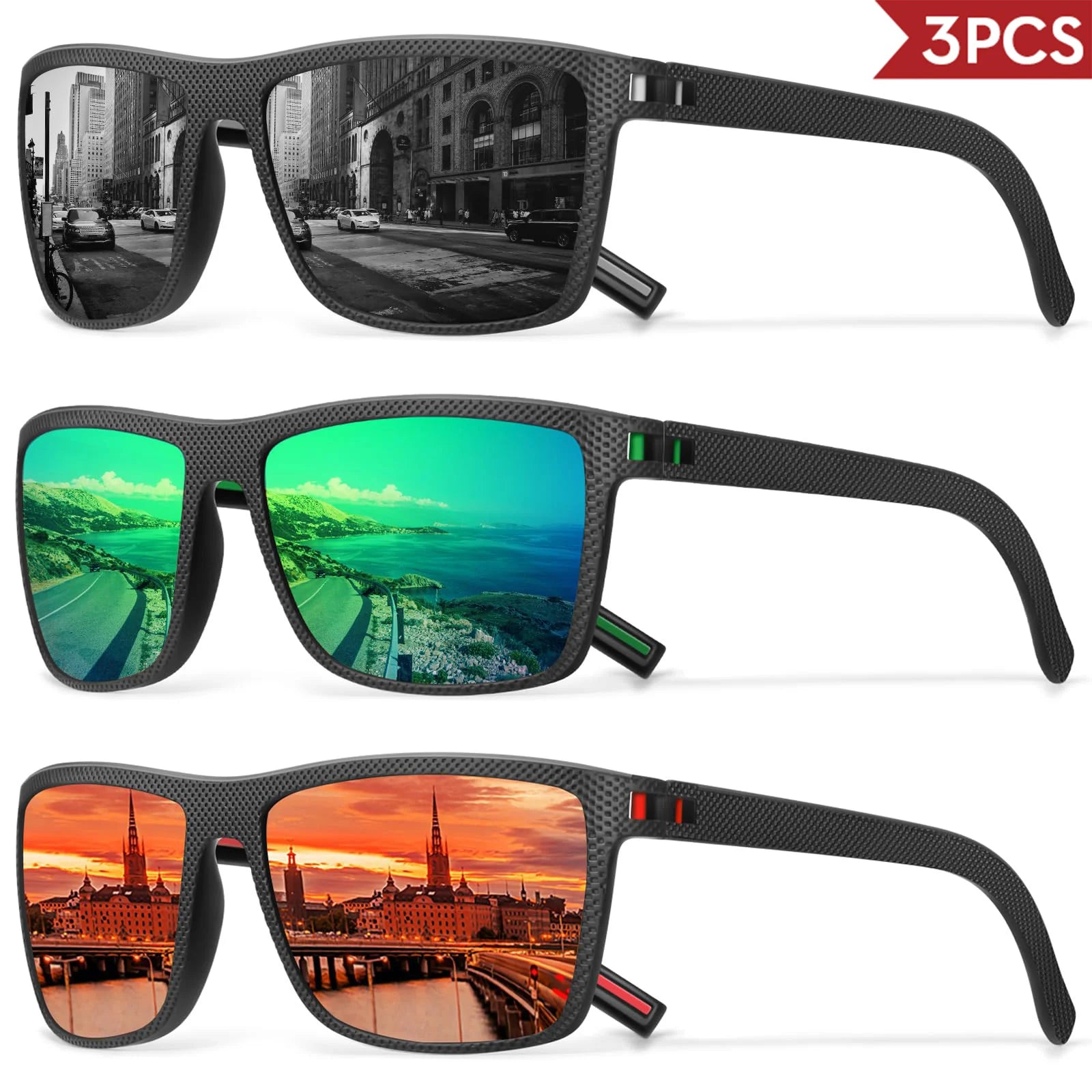 3/4 Pack New Designer Box Polarized Colorful Sunglasses for Men and Women Suitable for Driving, Fishing, Outdoor Sports UV400 - chinatopmarket