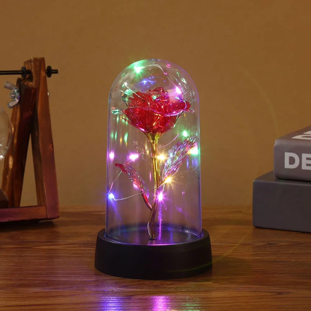 1pc Hot LED Enchanted Galaxy Rose Eternal Beauty Rose With Fairy Lights in Dome for Valentine's Day Wedding Party Mother's Day - chinatopmarket