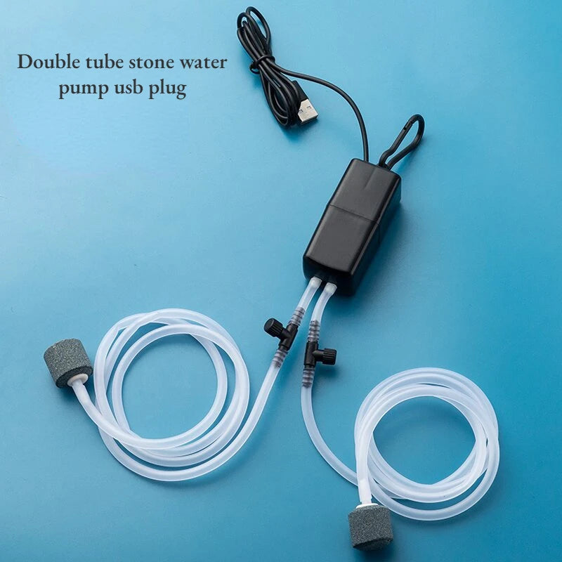 Mini Aquarium Air Pump Kit Oxygen Pump with Air Stone,Silent High Energy Efficient,USB Aquarium Filter, Fishing Tank Accessories - chinatopmarket
