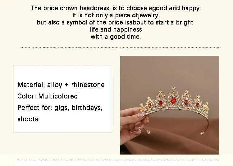 Children's Princess Crown Crystal Tiara Girls Hair Accessories High-end Atmosphere Dance Performance Birthday Gift Crown - chinatopmarket