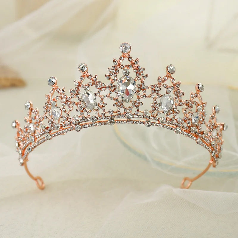 Wedding Hair Tiara Crystal Bridal Tiara Crown Silver Color Diadem Veil Tiaras Wedding Hair Accessories Headpieces Head Jewelry - chinatopmarket