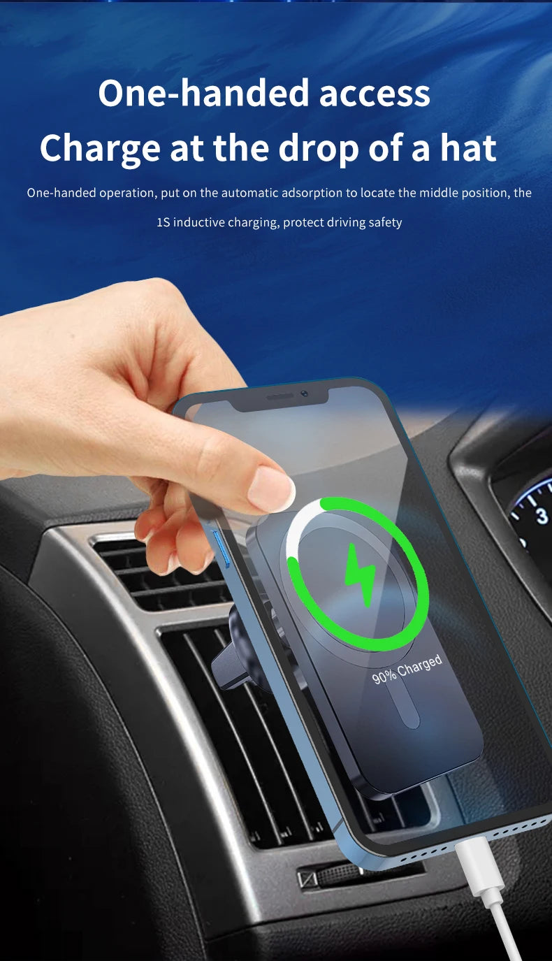 30W Magnetic Car Wireless Charger For iPhone 15 14 13 12 Pro Max Mini Macsafe Car Phone Holder Stand Mount Fast Charging Station - chinatopmarket