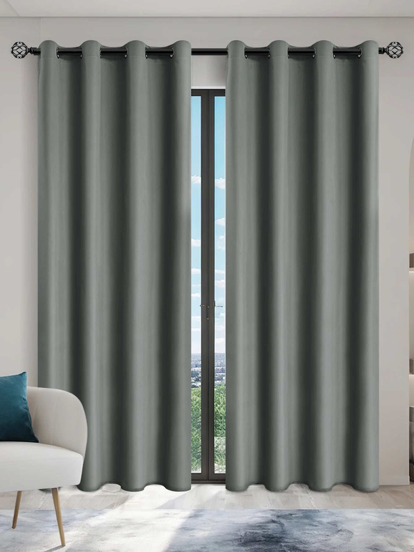 1panel Solid 100% Blackout Curtains with Grommets, Total Privacy Drapes for Bedroom, Living Room, Home Decor,Lightweight Curtain - chinatopmarket