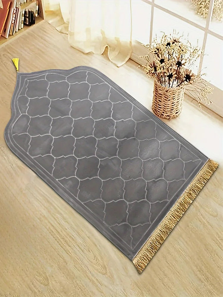 Thickened Printed Prayer Mat Plush With Tassel Flannel Irregular Prayer Mat - chinatopmarket