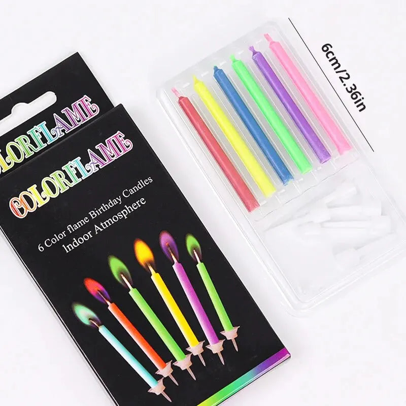 Colored Birthday Party Supplies 6/12pcs Wedding Colorful Multicolor Candles Safe Flames Dessert Cake Candles Decoration - chinatopmarket