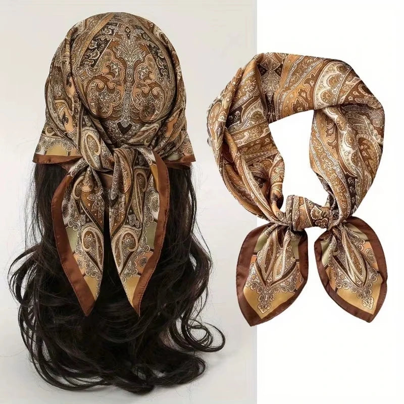 2025 New Fashion 70X70cmPrinted Women's Scarf Pashmina Silk Scarf Square Shawl Decorative Headband Neck Luxury Design Bandana - chinatopmarket