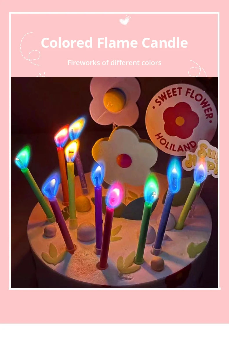 Colored Birthday Party Supplies 6/12pcs Wedding Colorful Multicolor Candles Safe Flames Dessert Cake Candles Decoration - chinatopmarket