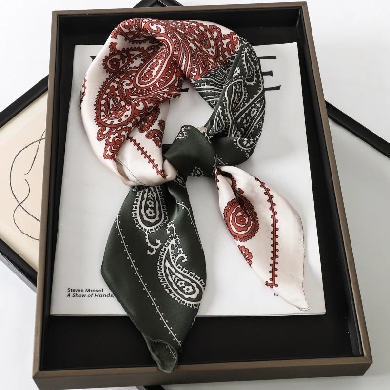 2025 New Fashion 70X70cmPrinted Women's Scarf Pashmina Silk Scarf Square Shawl Decorative Headband Neck Luxury Design Bandana - chinatopmarket