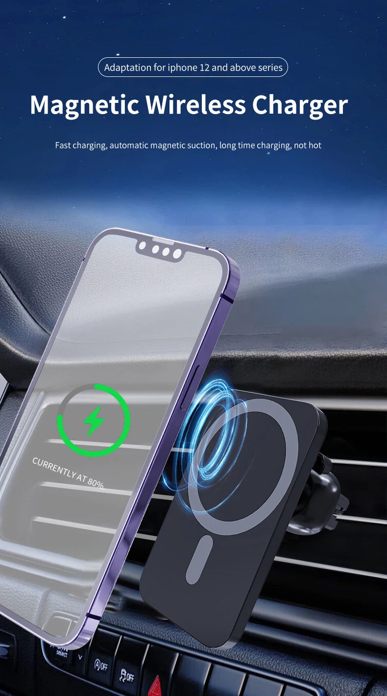 30W Magnetic Car Wireless Charger For iPhone 15 14 13 12 Pro Max Mini Macsafe Car Phone Holder Stand Mount Fast Charging Station - chinatopmarket