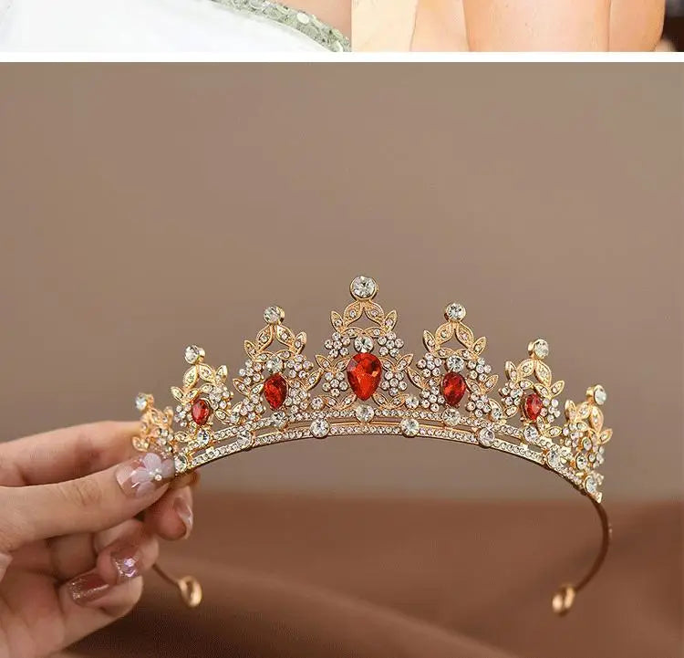 Children's Princess Crown Crystal Tiara Girls Hair Accessories High-end Atmosphere Dance Performance Birthday Gift Crown - chinatopmarket