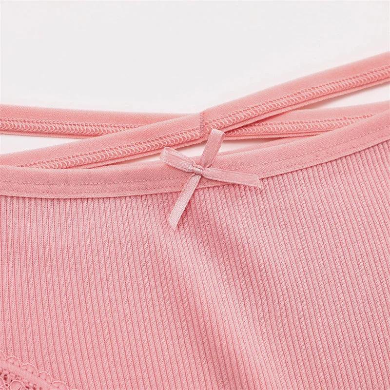 3PCS/Set Women Cotton Panties Sexy Low Rise Lace Brazilian Panties Hollow Out Soft Breathable Lingerie Female Bow Underwear S-XL - chinatopmarket