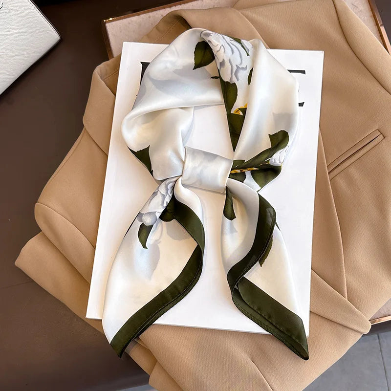 2025 New Fashion 70X70cmPrinted Women's Scarf Pashmina Silk Scarf Square Shawl Decorative Headband Neck Luxury Design Bandana - chinatopmarket