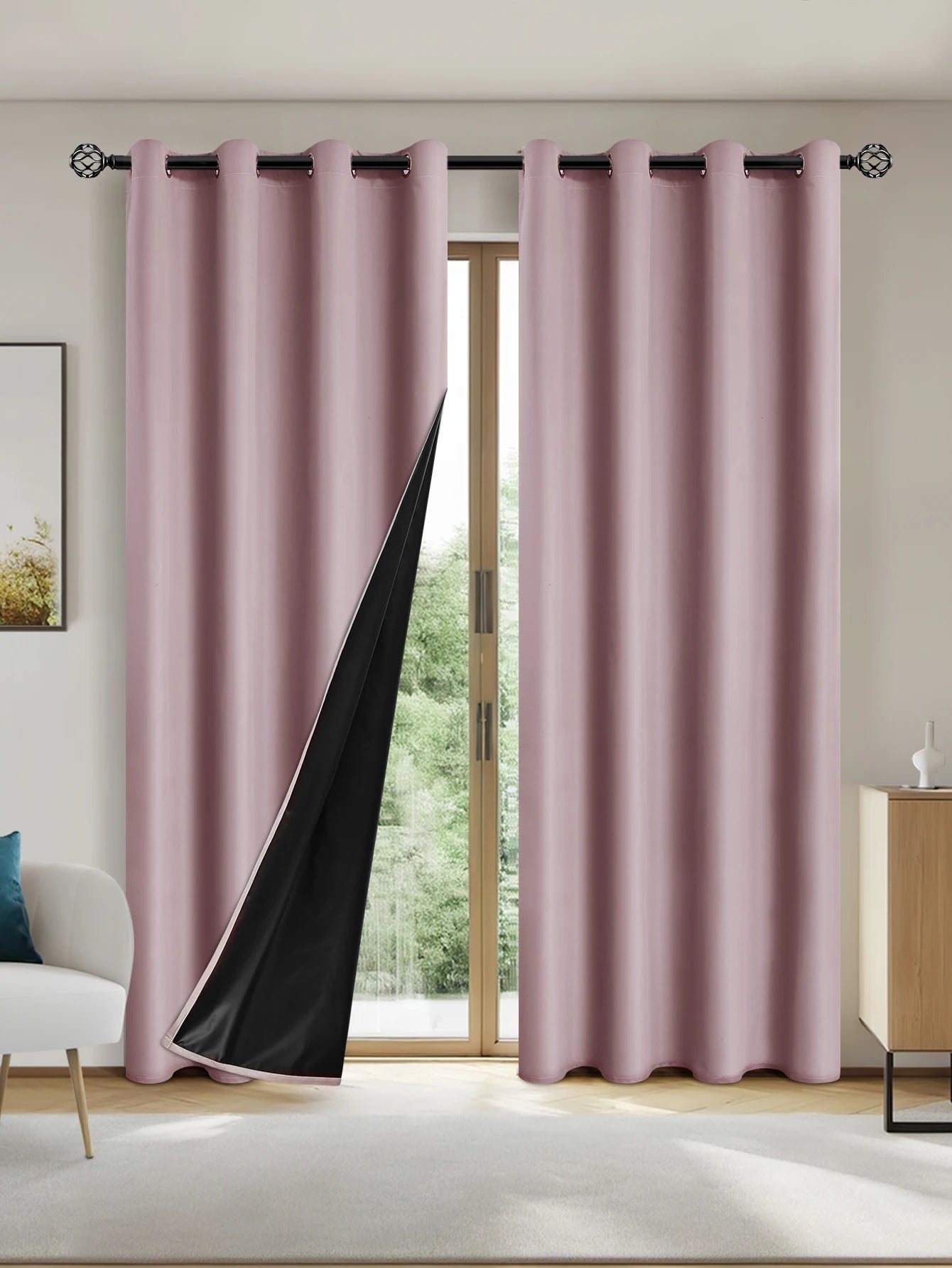 1panel Solid 100% Blackout Curtains with Grommets, Total Privacy Drapes for Bedroom, Living Room, Home Decor,Lightweight Curtain - chinatopmarket