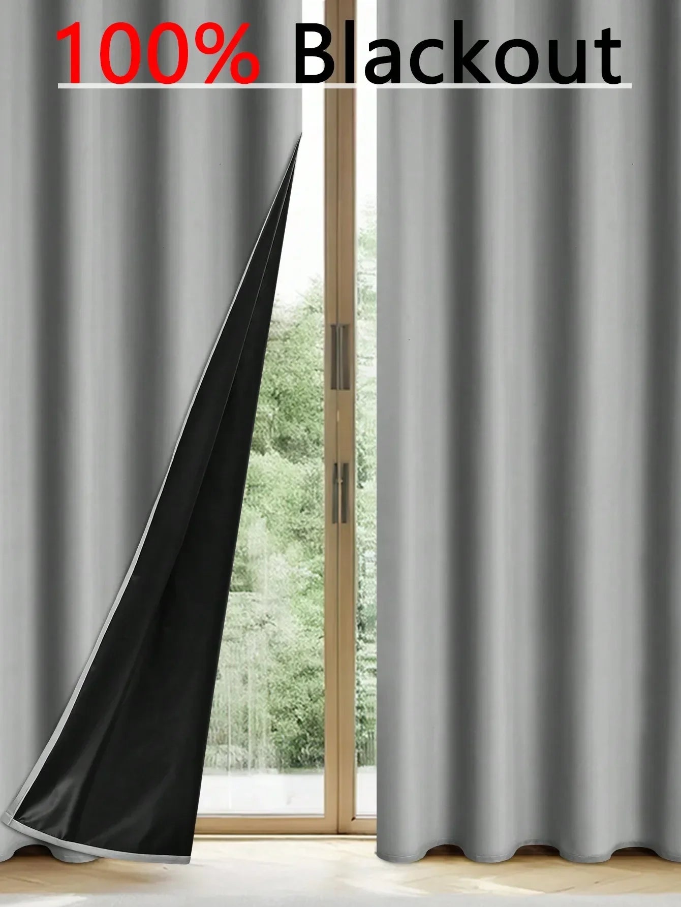 1panel Solid 100% Blackout Curtains with Grommets, Total Privacy Drapes for Bedroom, Living Room, Home Decor,Lightweight Curtain - chinatopmarket