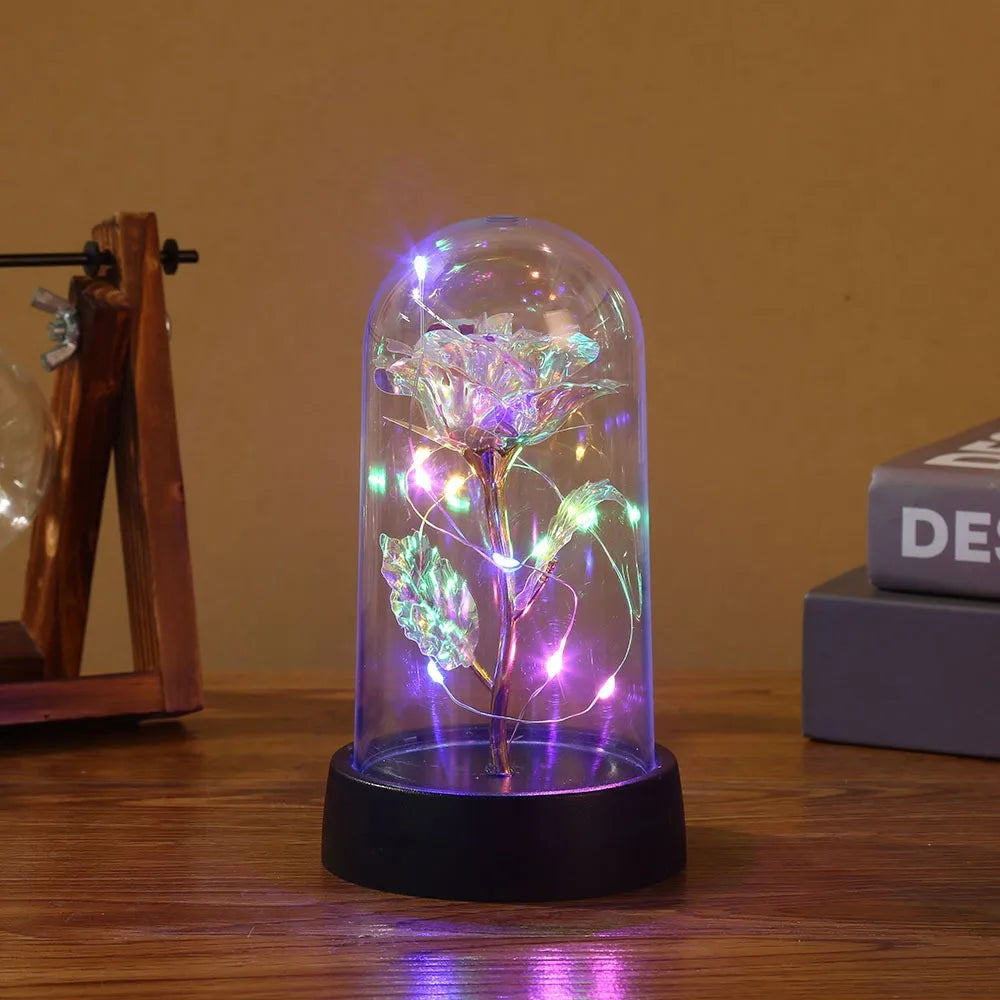 1pc Hot LED Enchanted Galaxy Rose Eternal Beauty Rose With Fairy Lights in Dome for Valentine's Day Wedding Party Mother's Day - chinatopmarket