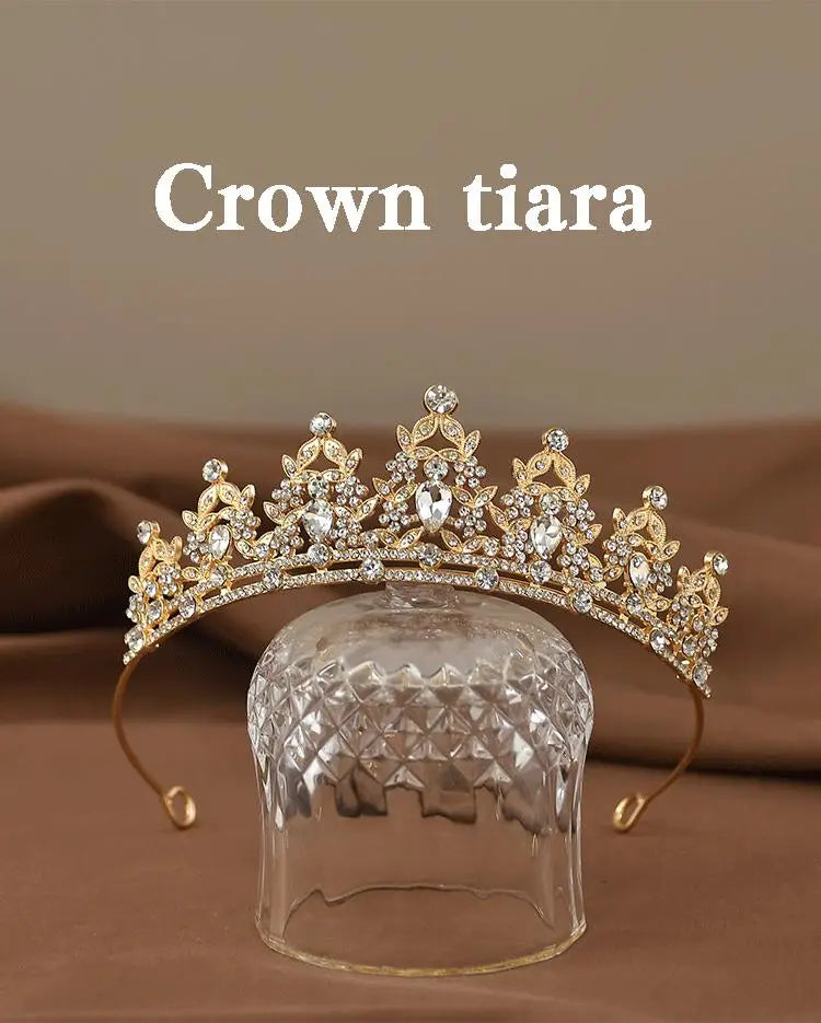 Children's Princess Crown Crystal Tiara Girls Hair Accessories High-end Atmosphere Dance Performance Birthday Gift Crown - chinatopmarket