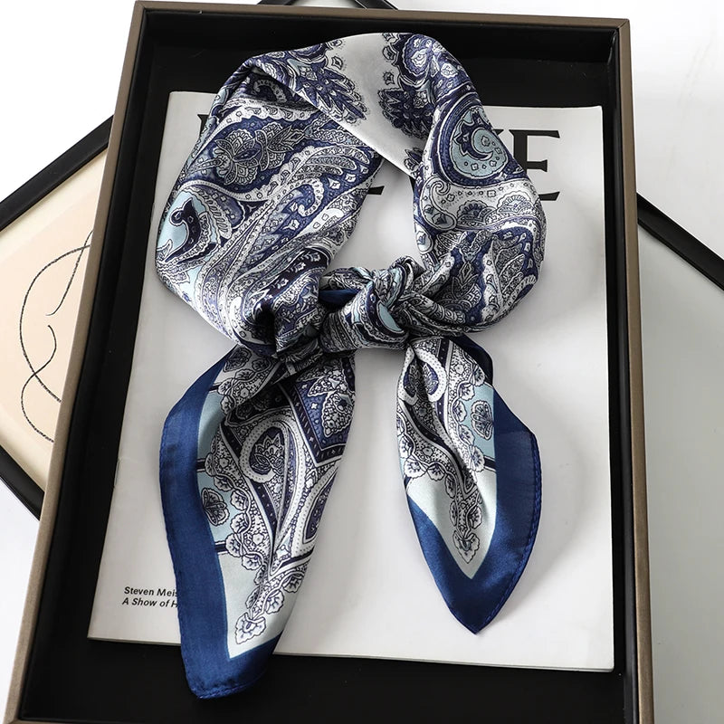2025 New Fashion 70X70cmPrinted Women's Scarf Pashmina Silk Scarf Square Shawl Decorative Headband Neck Luxury Design Bandana - chinatopmarket