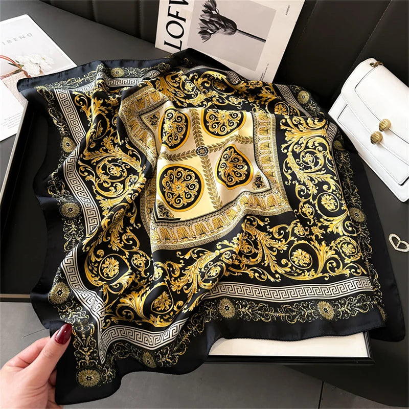2025 New Fashion 70X70cmPrinted Women's Scarf Pashmina Silk Scarf Square Shawl Decorative Headband Neck Luxury Design Bandana - chinatopmarket