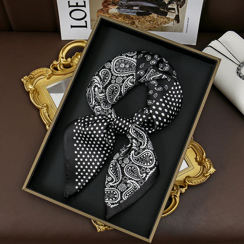 2025 New Fashion 70X70cmPrinted Women's Scarf Pashmina Silk Scarf Square Shawl Decorative Headband Neck Luxury Design Bandana - chinatopmarket