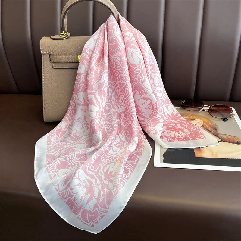 2025 New Fashion 70X70cmPrinted Women's Scarf Pashmina Silk Scarf Square Shawl Decorative Headband Neck Luxury Design Bandana - chinatopmarket