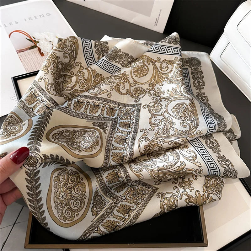 2025 New Fashion 70X70cmPrinted Women's Scarf Pashmina Silk Scarf Square Shawl Decorative Headband Neck Luxury Design Bandana - chinatopmarket