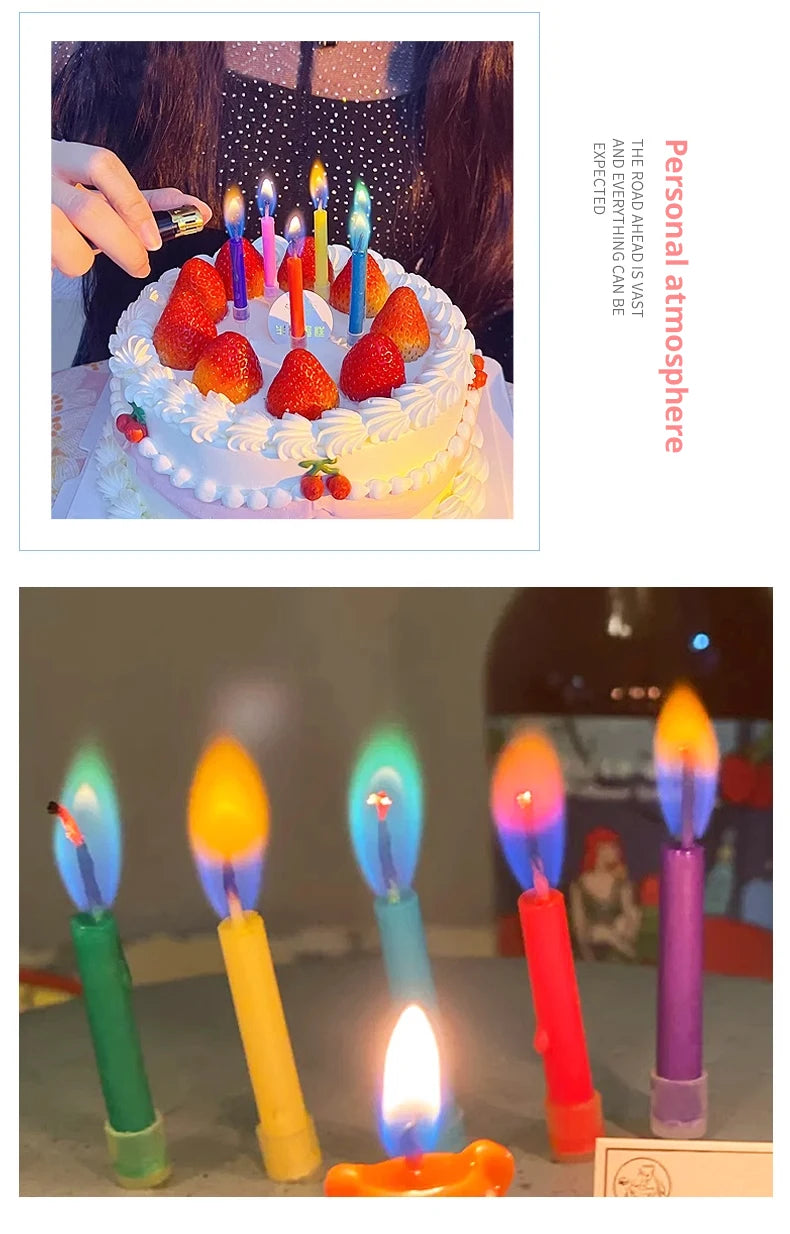 Colored Birthday Party Supplies 6/12pcs Wedding Colorful Multicolor Candles Safe Flames Dessert Cake Candles Decoration - chinatopmarket