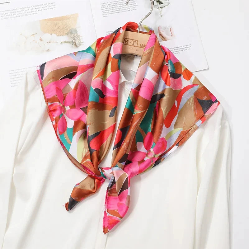 2025 New Fashion 70X70cmPrinted Women's Scarf Pashmina Silk Scarf Square Shawl Decorative Headband Neck Luxury Design Bandana - chinatopmarket