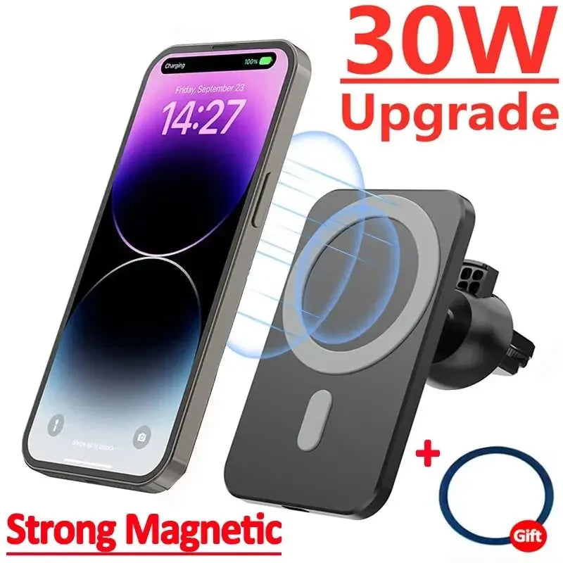 30W Magnetic Car Wireless Charger For iPhone 15 14 13 12 Pro Max Mini Macsafe Car Phone Holder Stand Mount Fast Charging Station - chinatopmarket
