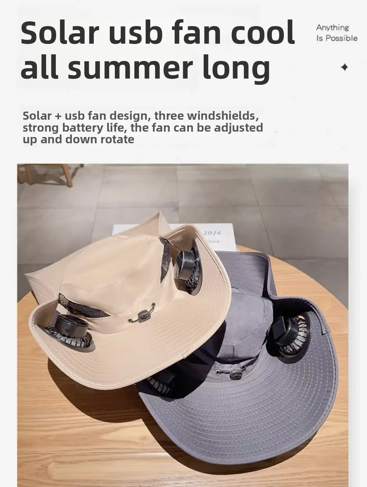 Mens Quick Dry Bucket Hat Large Size Sun Hat with Solar Powered Fan USB Rechargeable for Outdoor Hiking Camping Fishing Activity - chinatopmarket