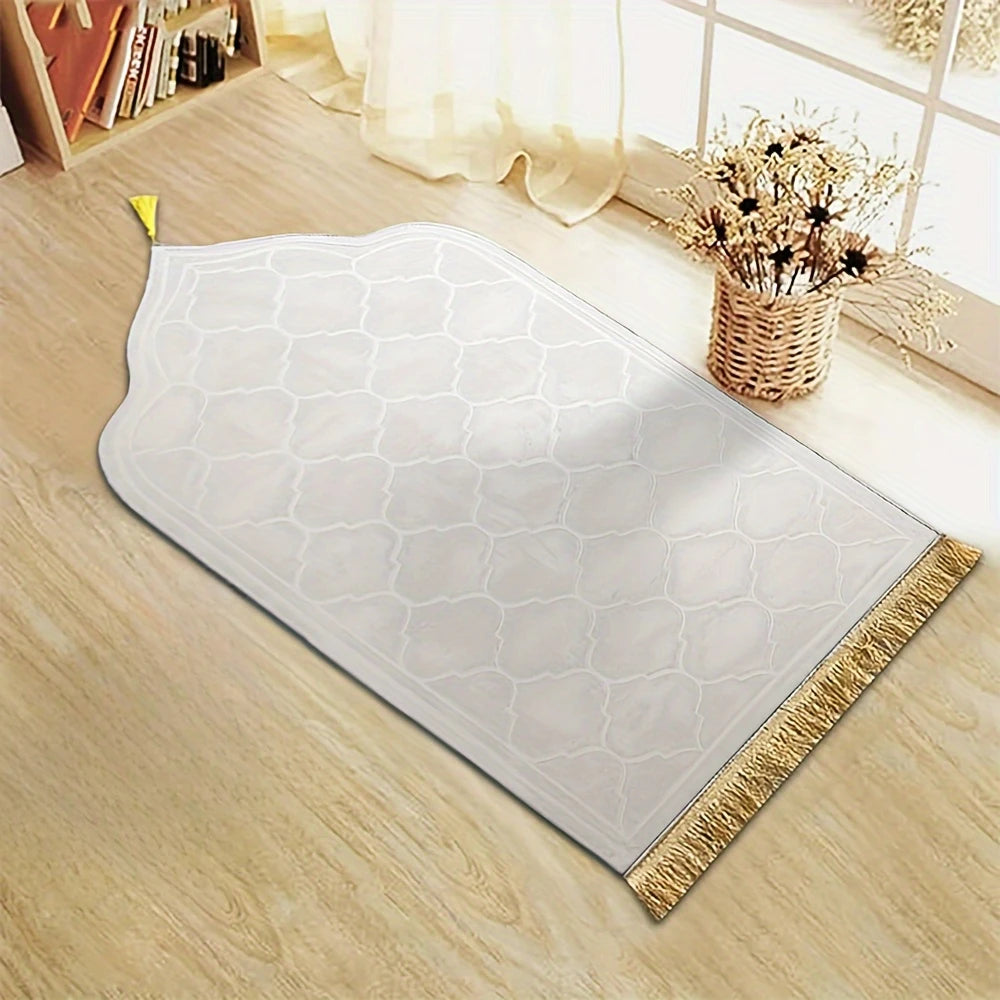 Thickened Printed Prayer Mat Plush With Tassel Flannel Irregular Prayer Mat - chinatopmarket