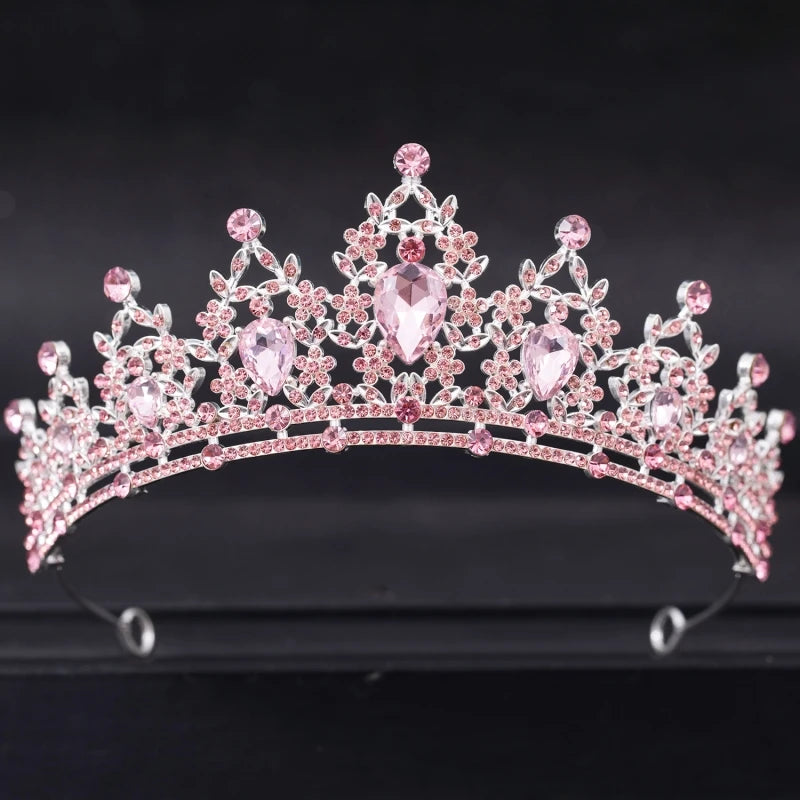Wedding Hair Tiara Crystal Bridal Tiara Crown Silver Color Diadem Veil Tiaras Wedding Hair Accessories Headpieces Head Jewelry - chinatopmarket