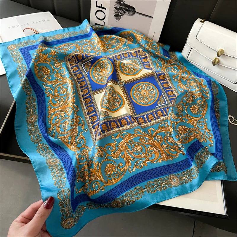 2025 New Fashion 70X70cmPrinted Women's Scarf Pashmina Silk Scarf Square Shawl Decorative Headband Neck Luxury Design Bandana - chinatopmarket