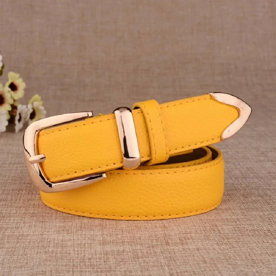Women's Trousers Belt  Leather Trend White Belt Fashion High Quality Trouser Belts Solid Vintage Pin Buckle Ladies Strap LB2146- - chinatopmarket