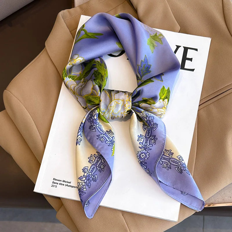 2025 New Fashion 70X70cmPrinted Women's Scarf Pashmina Silk Scarf Square Shawl Decorative Headband Neck Luxury Design Bandana - chinatopmarket