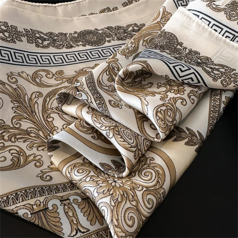 2025 New Fashion 70X70cmPrinted Women's Scarf Pashmina Silk Scarf Square Shawl Decorative Headband Neck Luxury Design Bandana - chinatopmarket
