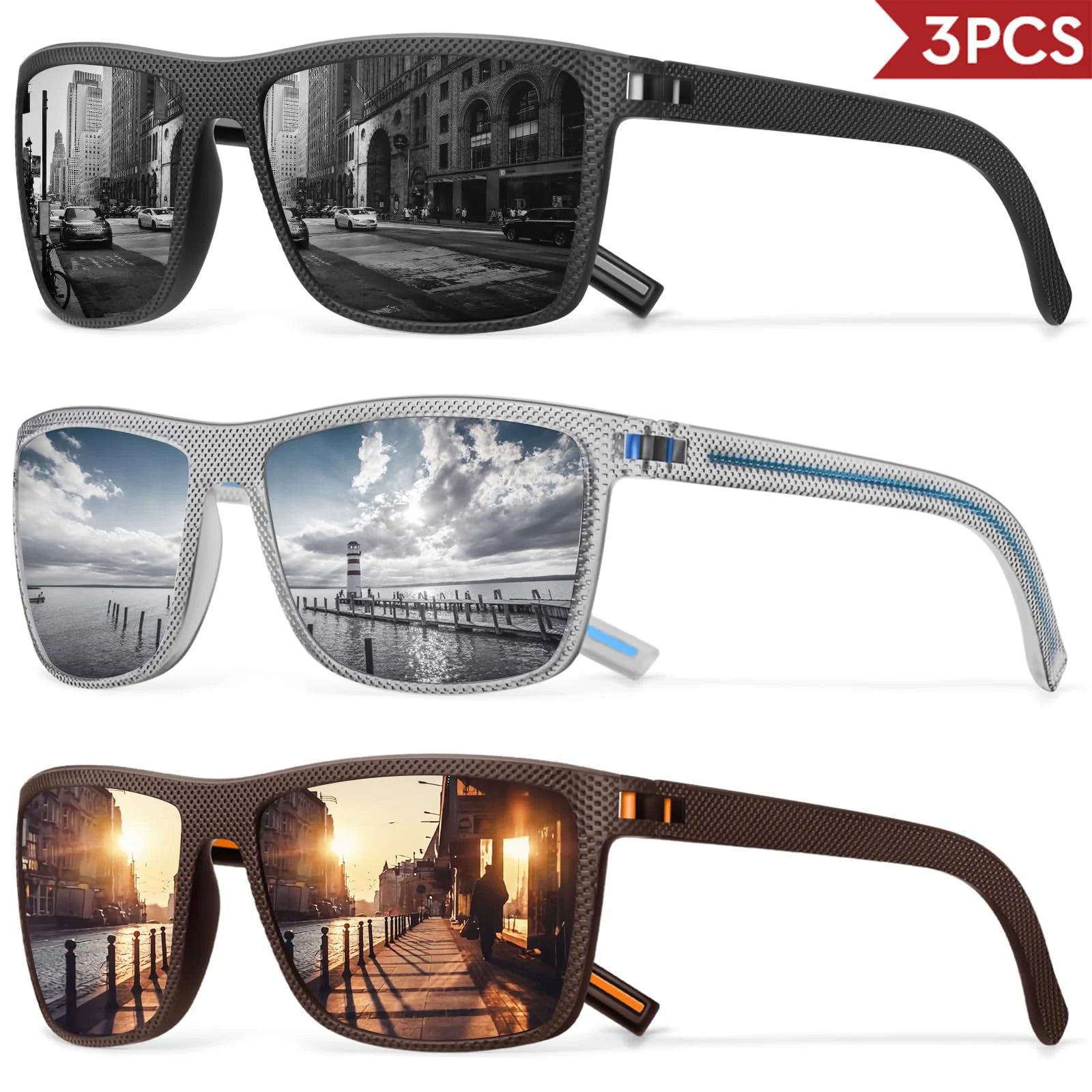 3/4 Pack New Designer Box Polarized Colorful Sunglasses for Men and Women Suitable for Driving, Fishing, Outdoor Sports UV400 - chinatopmarket