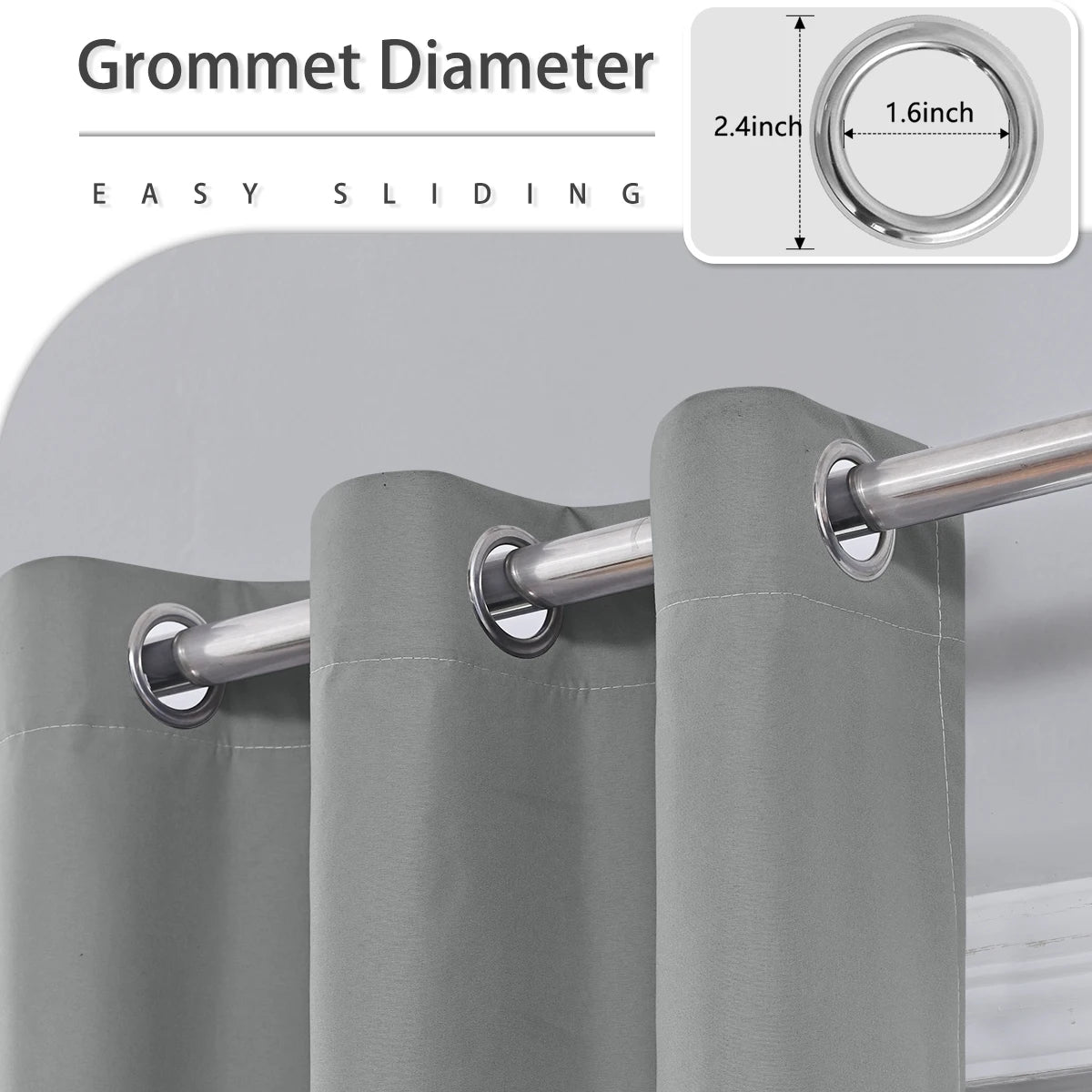 1panel Solid 100% Blackout Curtains with Grommets, Total Privacy Drapes for Bedroom, Living Room, Home Decor,Lightweight Curtain - chinatopmarket