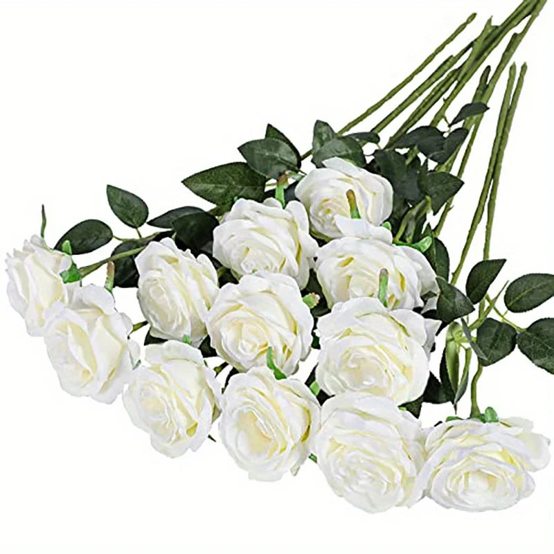 12pcs Realistic Artificial Rose Bouquet for Weddings, Birthdays, and More  for Floral Arrangements and Home Decor - chinatopmarket
