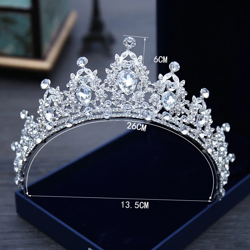 Wedding Hair Tiara Crystal Bridal Tiara Crown Silver Color Diadem Veil Tiaras Wedding Hair Accessories Headpieces Head Jewelry - chinatopmarket