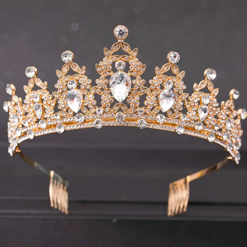 Wedding Hair Tiara Crystal Bridal Tiara Crown Silver Color Diadem Veil Tiaras Wedding Hair Accessories Headpieces Head Jewelry - chinatopmarket